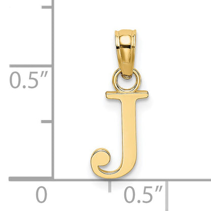 14K Polished Block Letter J Initial Pendant