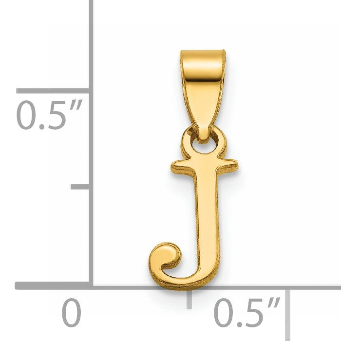 14K Polished Block Letter J Initial Pendant