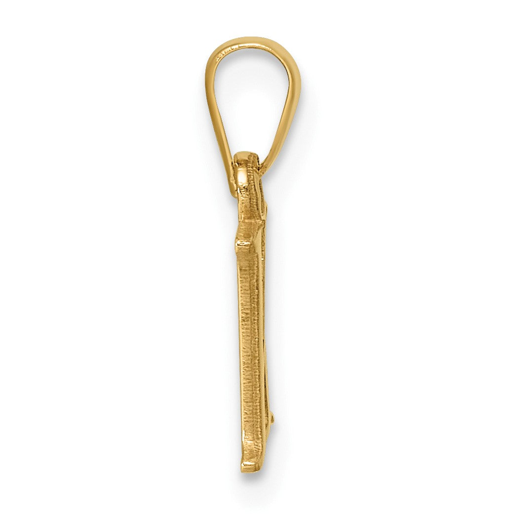 14K Polished Block Letter K Initial Pendant