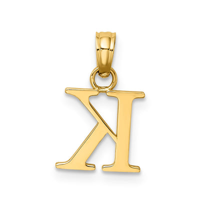 14K Polished Block Letter K Initial Pendant