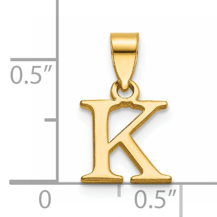 14K Polished Block Letter K Initial Pendant