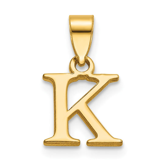 14K Polished Block Letter K Initial Pendant