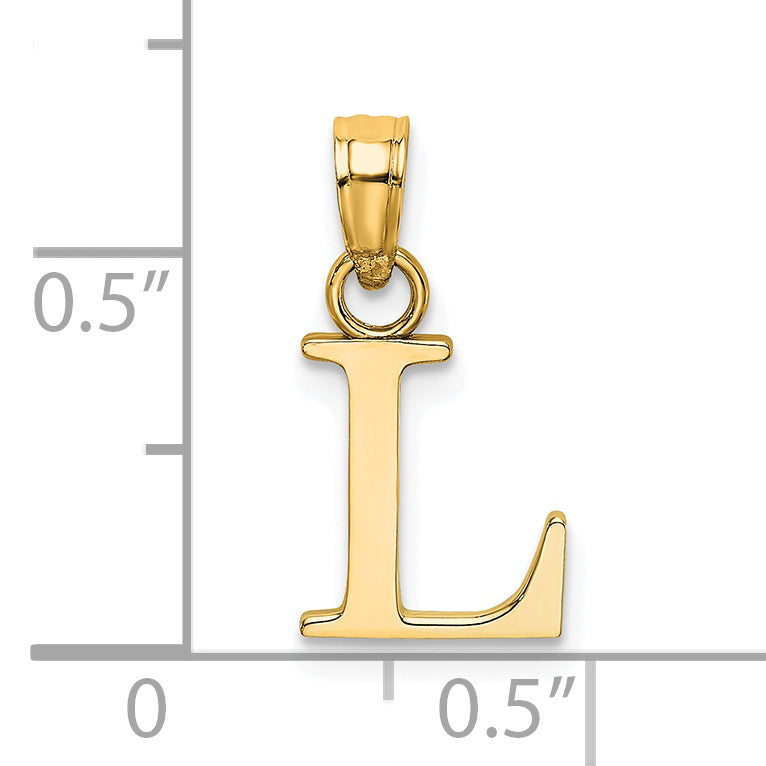 14k Polished Block Letter L Initial Pendant
