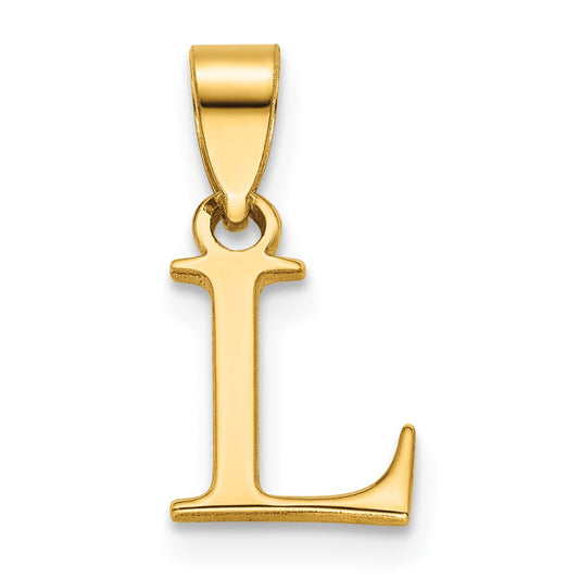 14k Polished Block Letter L Initial Pendant