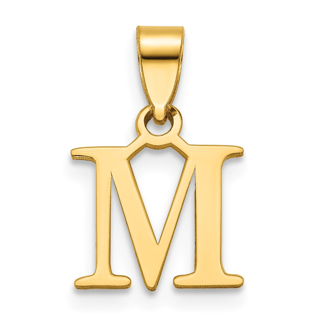 14K Polished Block Letter M Initial Pendant