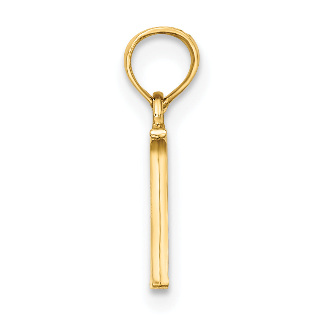 14K Polished Block Letter N Initial Pendant