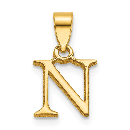 14K Polished Block Letter N Initial Pendant