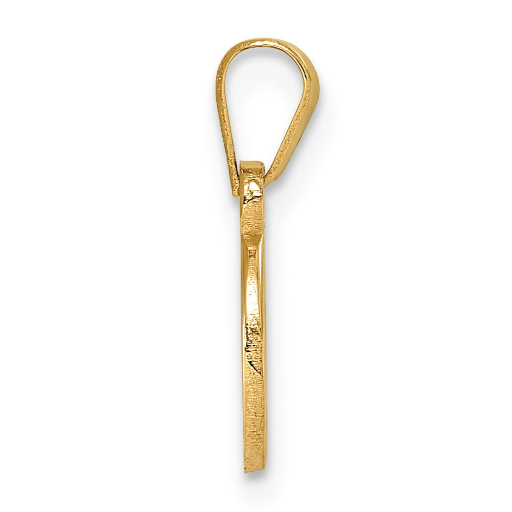 14K Polished Block Letter O Initial Pendant