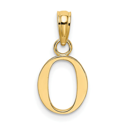 14K Polished Block Letter O Initial Pendant
