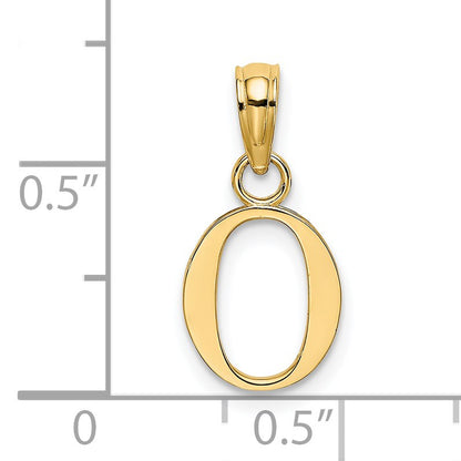 14K Polished Block Letter O Initial Pendant