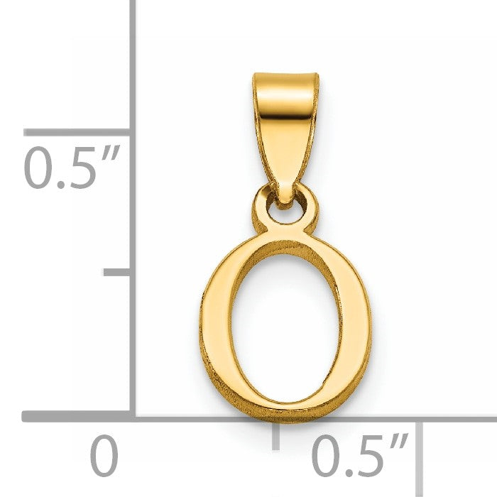 14K Polished Block Letter O Initial Pendant