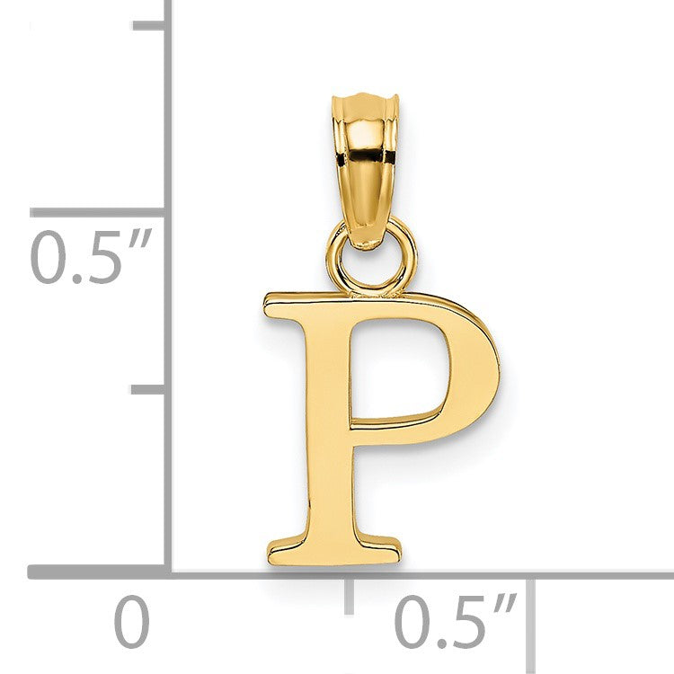 14K Polished Block Letter P Initial Pendant