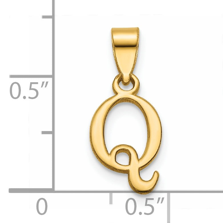 14K Polished Block Letter Q Initial Pendant