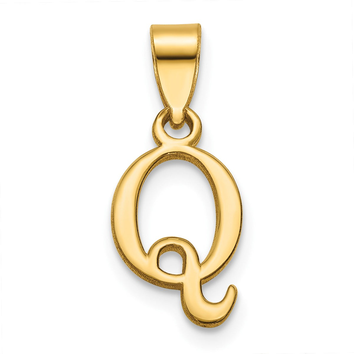 14K Polished Block Letter Q Initial Pendant