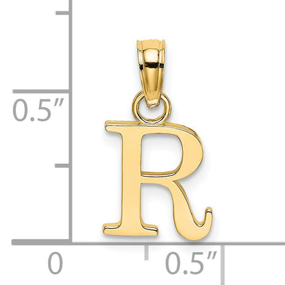 14K Polished Block Letter R Initial Pendant