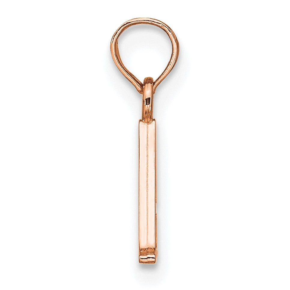 14K Rose Gold Polished Block Letter A Initial Pendant