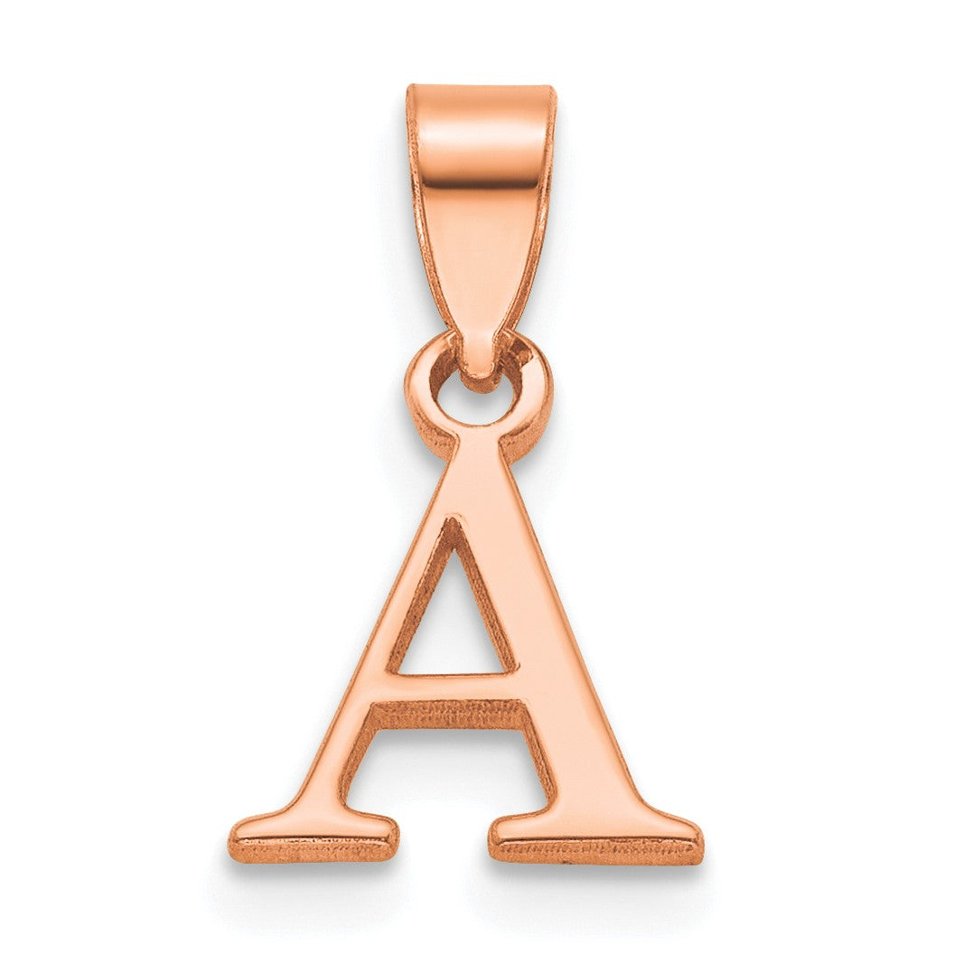 14K Rose Gold Polished Block Letter A Initial Pendant