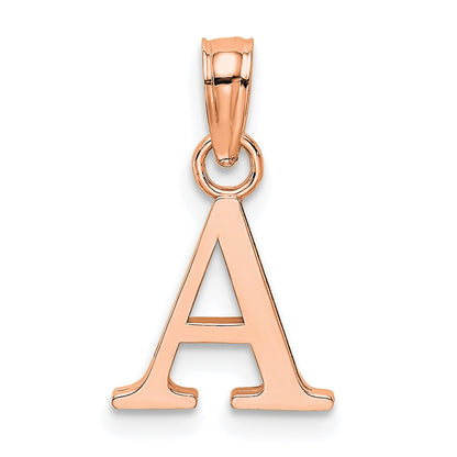 14K Rose Gold Polished Block Letter A Initial Pendant