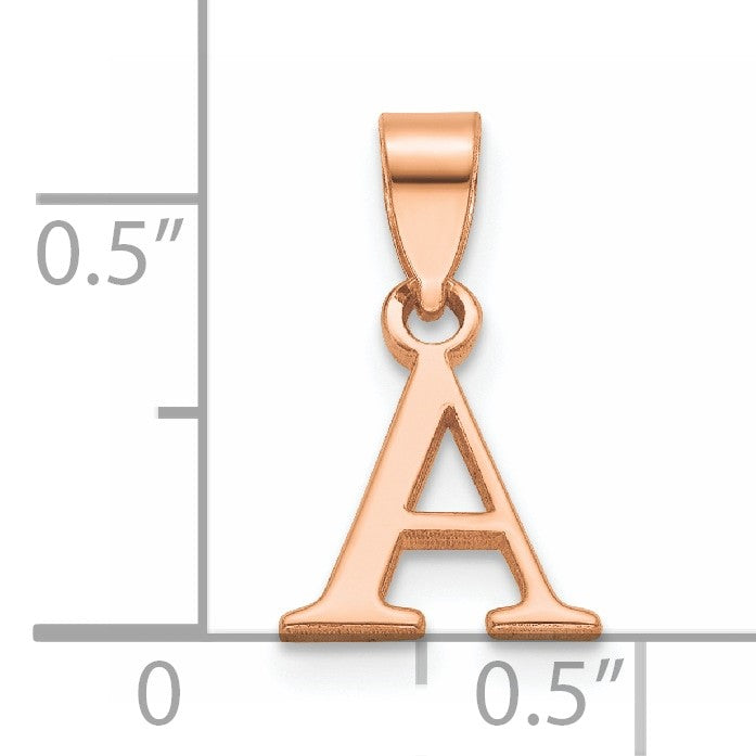 14K Rose Gold Polished Block Letter A Initial Pendant