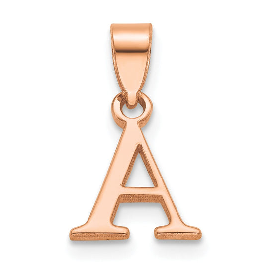 14K Rose Gold Polished Block Letter A Initial Pendant