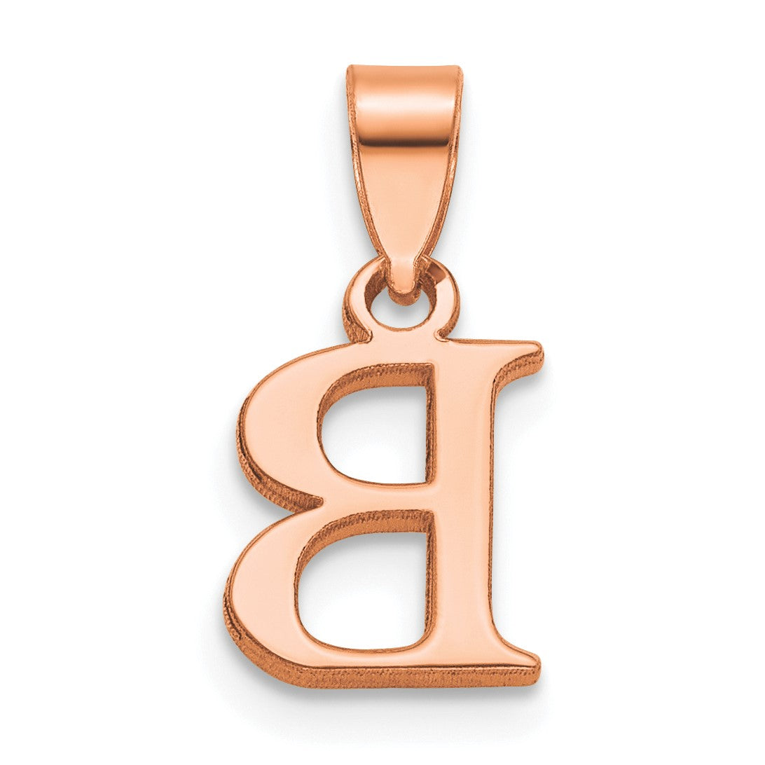 14K Rose Gold Polished Block Letter B  Initial Pendant