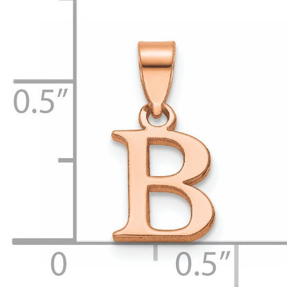 14K Rose Gold Polished Block Letter B  Initial Pendant