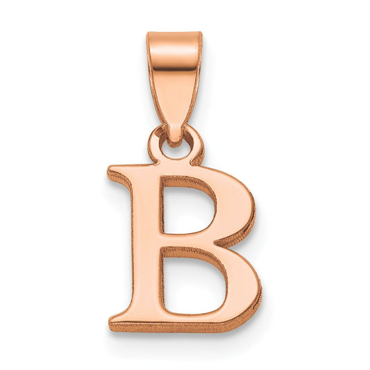 14K Rose Gold Polished Block Letter B  Initial Pendant