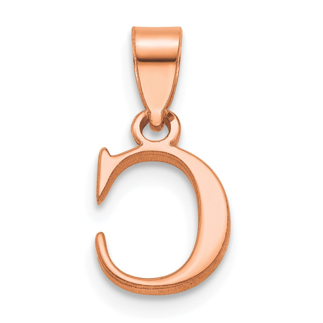 14K Rose Gold Polished Block Letter C  Initial Pendant