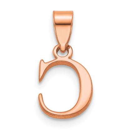 14K Rose Gold Polished Block Letter C  Initial Pendant