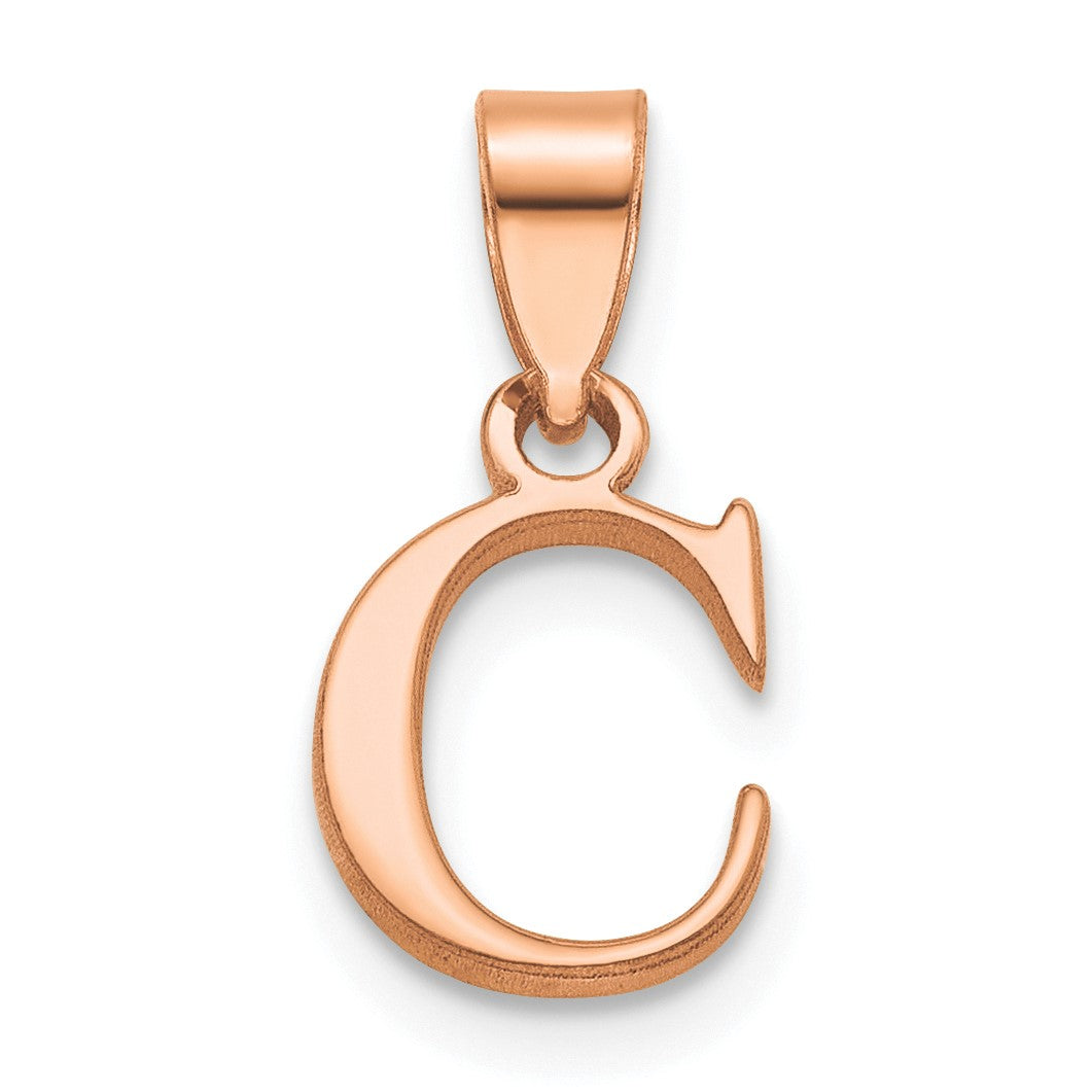 14K Rose Gold Polished Block Letter C  Initial Pendant