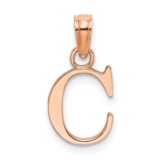 14K Rose Gold Polished Block Letter C  Initial Pendant