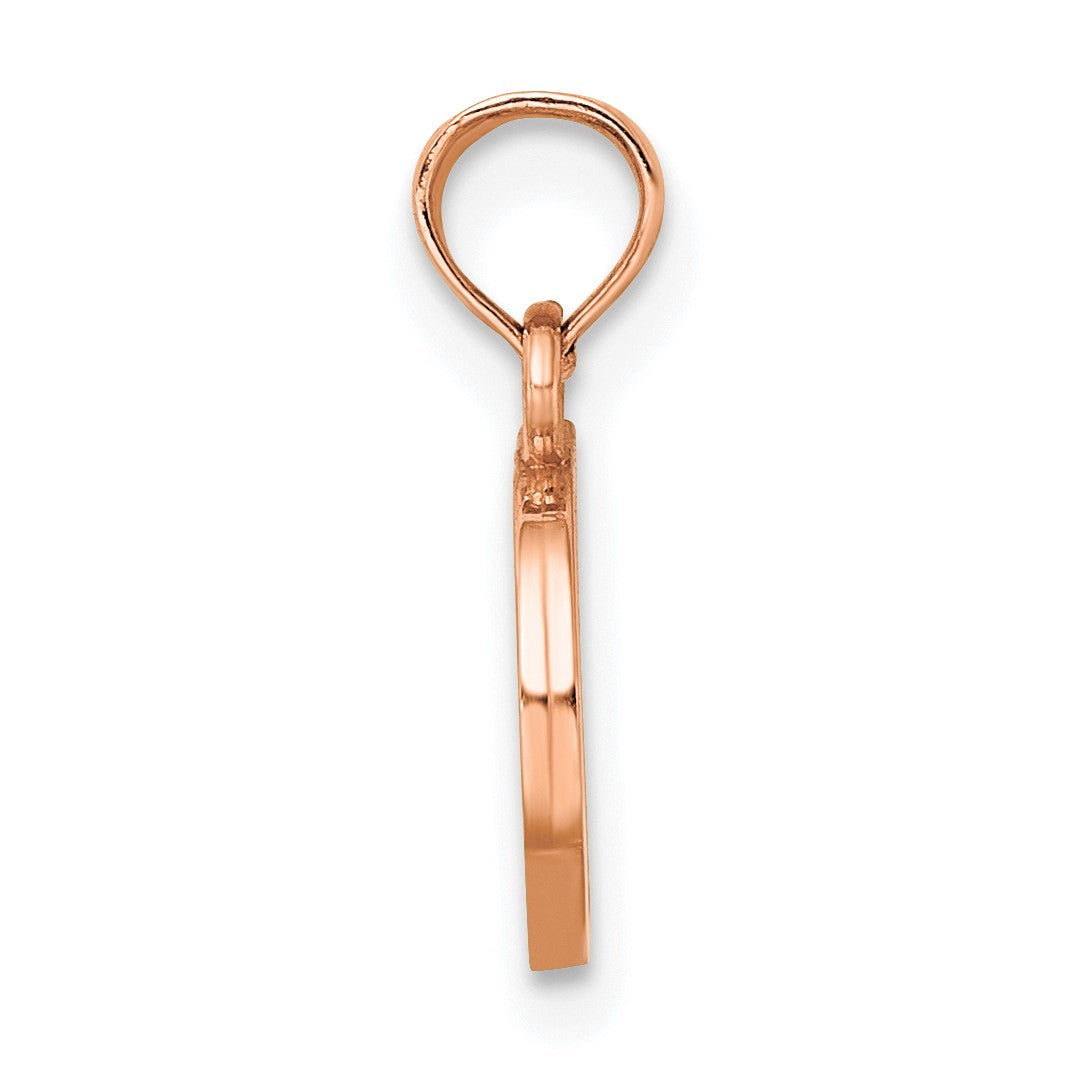 14K Rose Gold Polished Block Letter D Initial Pendant