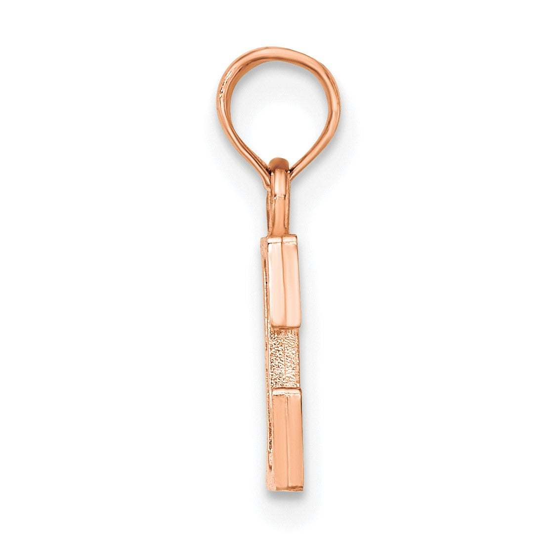 14K Rose Gold Polished Block Letter E Initial Pendant