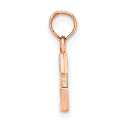 14K Rose Gold Polished Block Letter E Initial Pendant