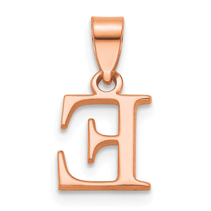 14K Rose Gold Polished Block Letter E Initial Pendant