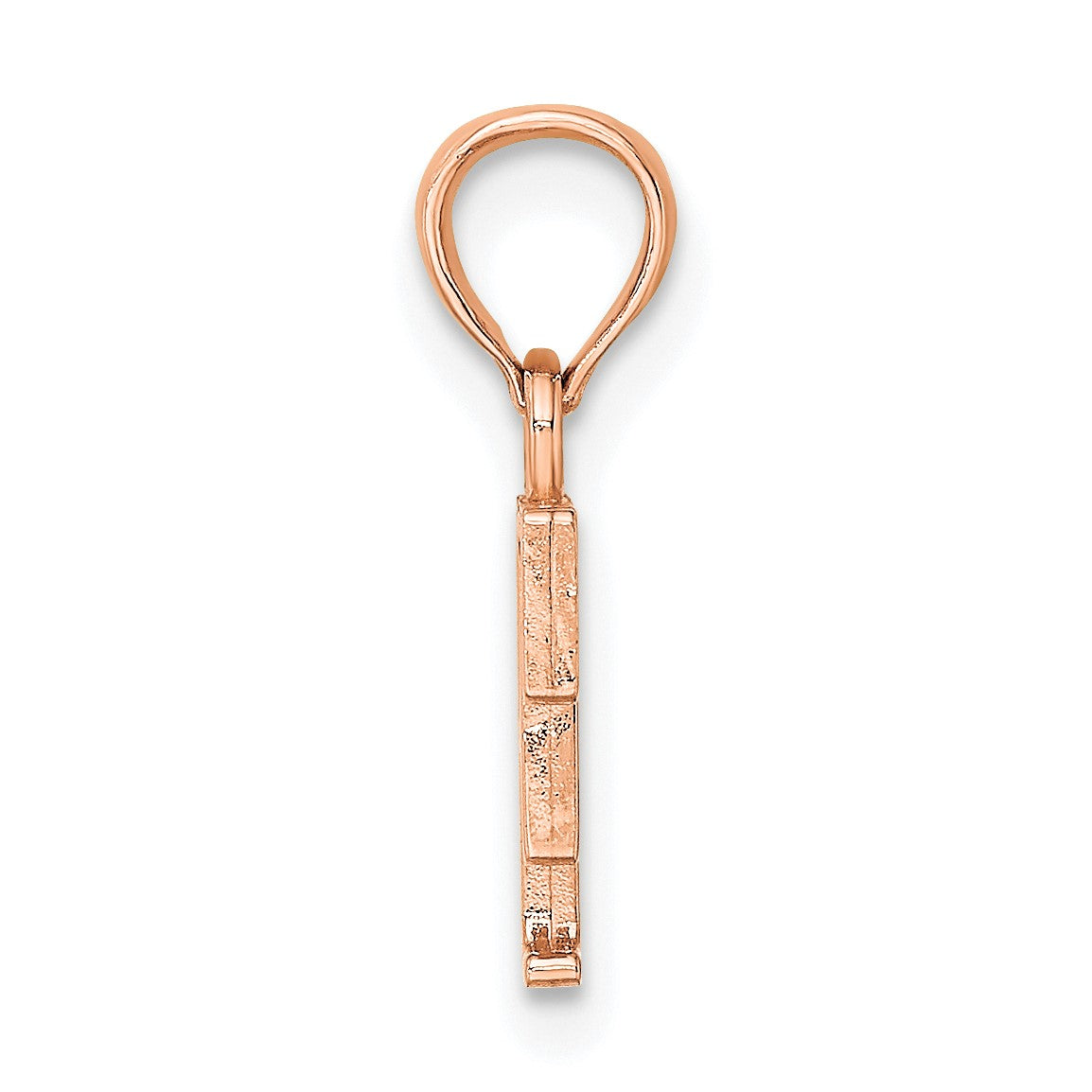 14K Rose Gold Polished Block Letter F Initial Pendant