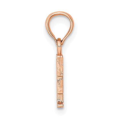 14K Rose Gold Polished Block Letter F Initial Pendant