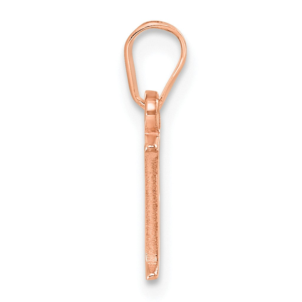 14K Rose Gold Polished Block Letter F Initial Pendant