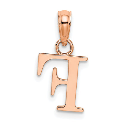 14K Rose Gold Polished Block Letter F Initial Pendant