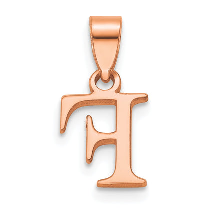 14K Rose Gold Polished Block Letter F Initial Pendant