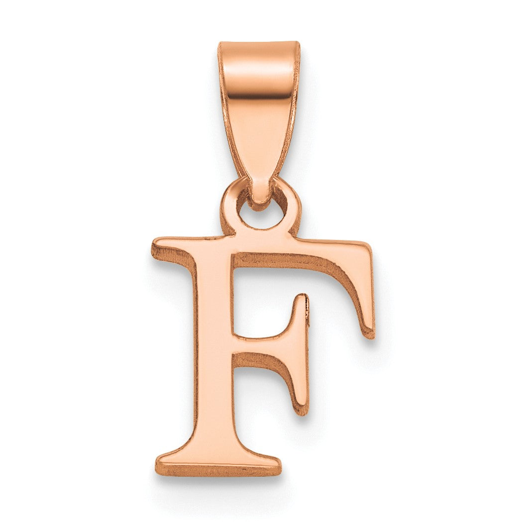 14K Rose Gold Polished Block Letter F Initial Pendant