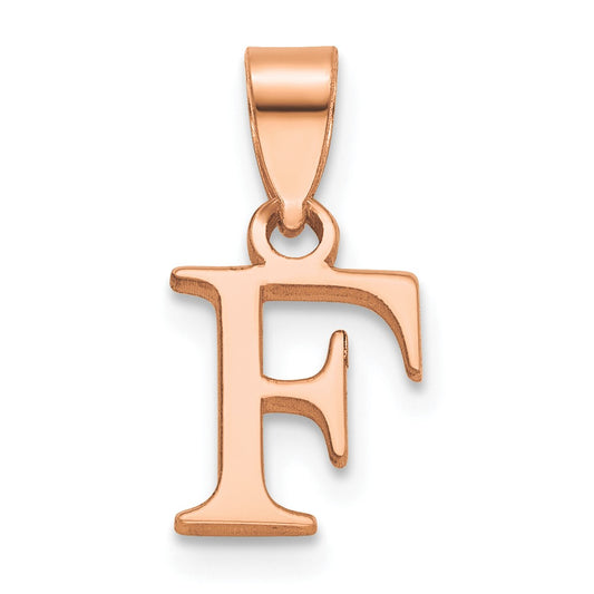 14K Rose Gold Polished Block Letter F Initial Pendant