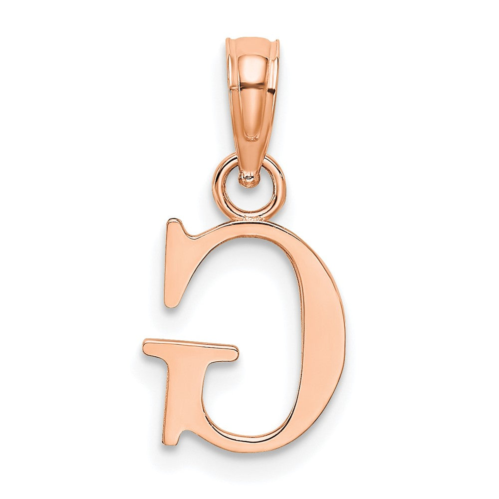 14K Rose Gold Polished Block Letter G Initial Pendant