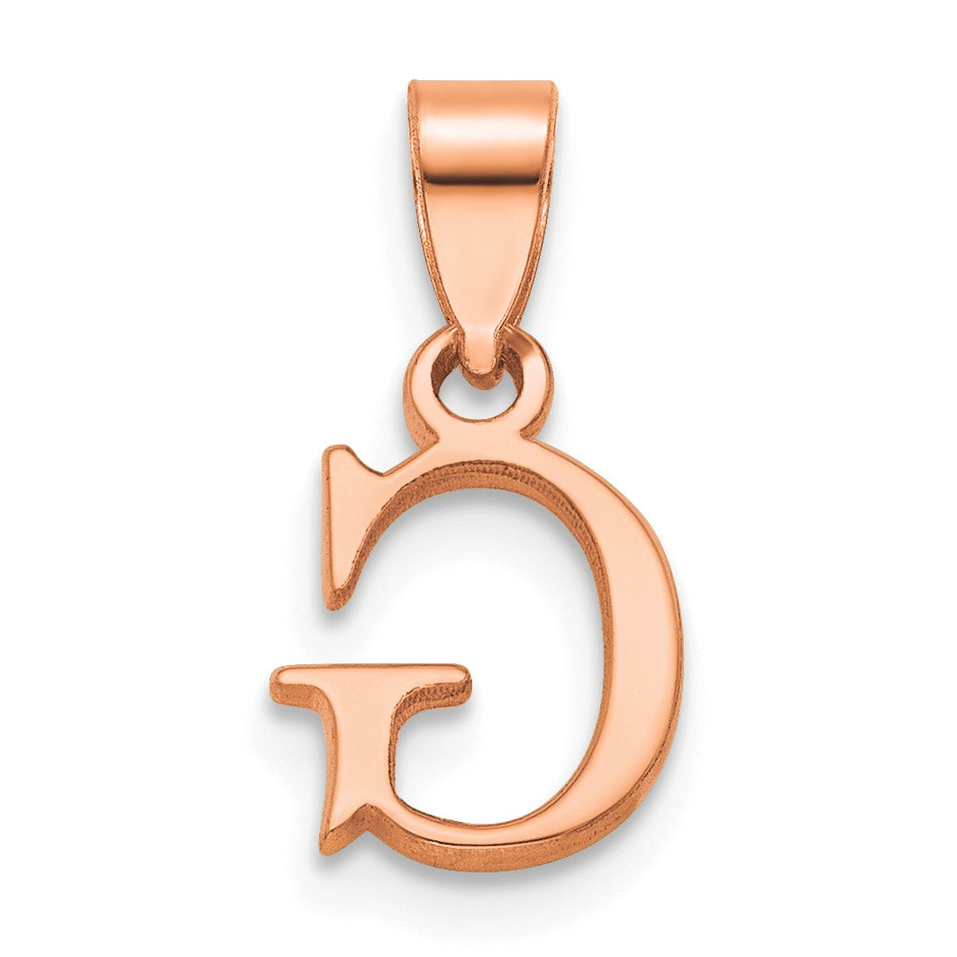 14K Rose Gold Polished Block Letter G Initial Pendant
