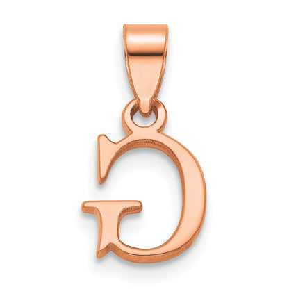 14K Rose Gold Polished Block Letter G Initial Pendant