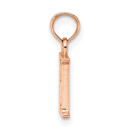 14K Rose Gold Polished Block Letter H Initial Pendant