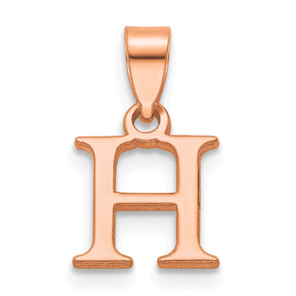 14K Rose Gold Polished Block Letter H Initial Pendant