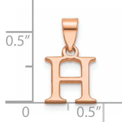 14K Rose Gold Polished Block Letter H Initial Pendant