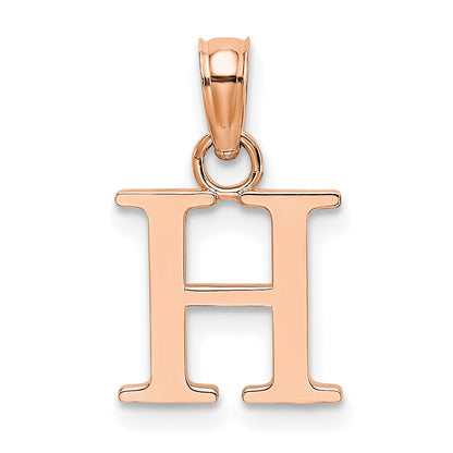 14K Rose Gold Polished Block Letter H Initial Pendant