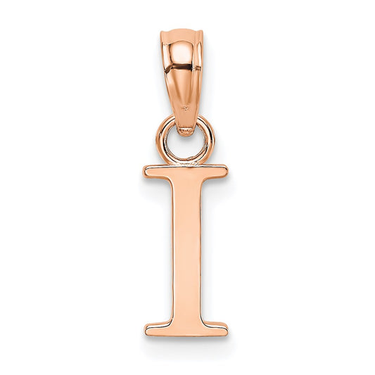 14K Rose Gold Polished Block Letter I Initial Pendant